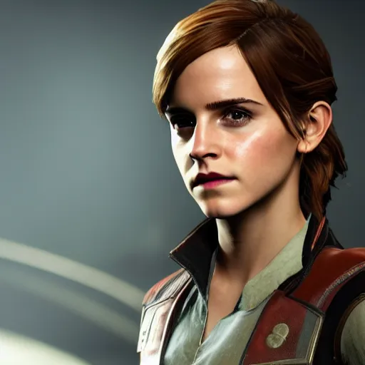 Image similar to emma watson in destiny 2, highly detailed, extremely high quality, hd, 4 k, 8 k, professional photographer, 4 0 mp, lifelike, top - rated, award winning, realistic, detailed lighting, detailed shadows, sharp, no blur, edited, corrected, trending