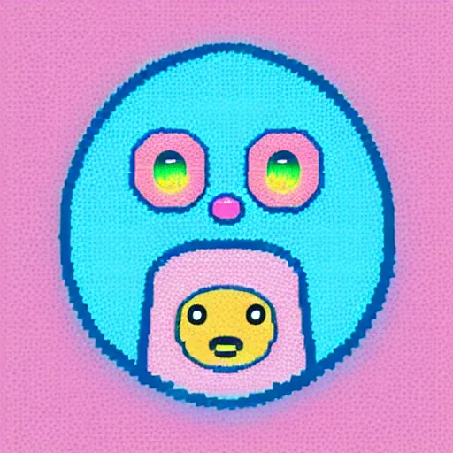 Image similar to portrait of a tamagotchi, japanese video game, 3 d render, risograph