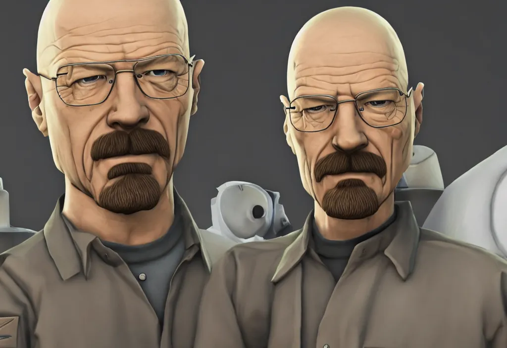 Image similar to walter white in team fortress 2, walter white in the video game team fortress, gameplay screenshot, close up, 3 d rendering. unreal engine. amazing likeness. very detailed.