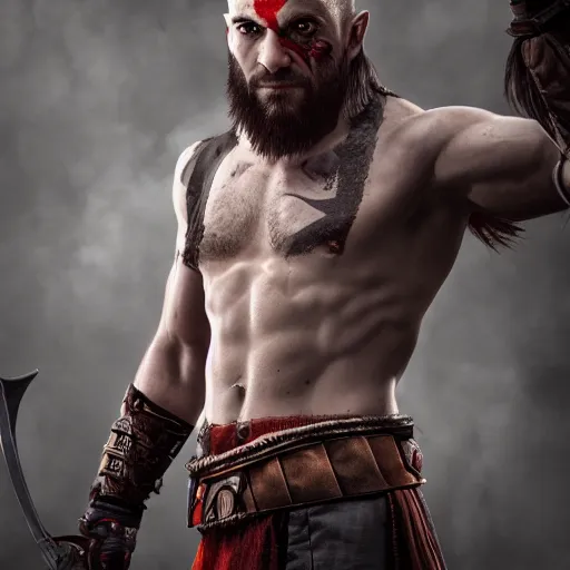 Prompt: andrew tate as kratos, octane render