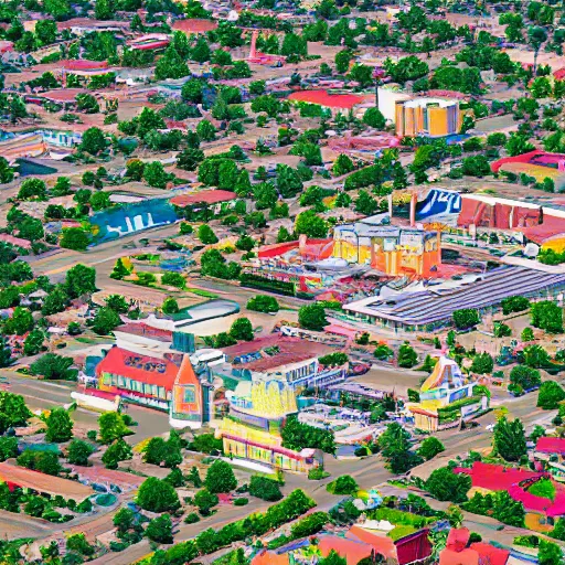 Image similar to areal view of springfield in style of simpsons