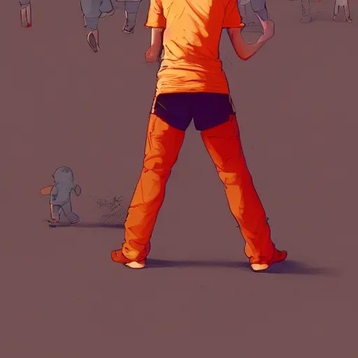 Image similar to man in orange t - shirt hugging from behind girl, vivid colors, character sheet, fine details, concept design, contrast, kim jung gi, greg rutkowski, trending on artstation, 8 k, full body, turnaround, front view, back view, ultra wide angle