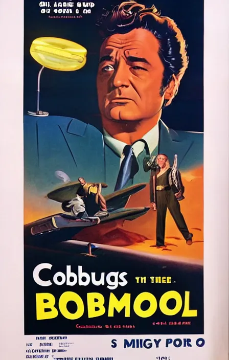 Image similar to columbo in 1 9 5 0 s pulp sci - fi movie poster, retrofuturism, highly detailed, mgm studios, david klein, reynold brown