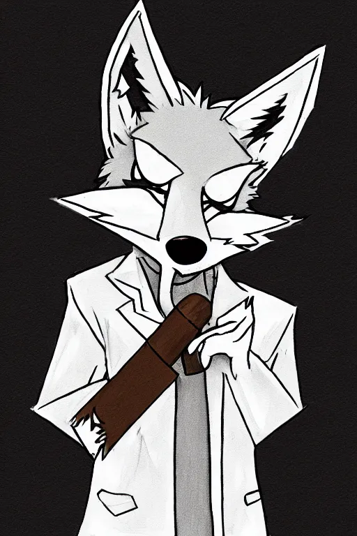 Prompt: an anthropomorphic male coyote fursona smoking a joint, furry art, deviantart