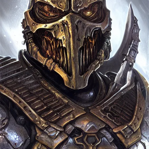 Image similar to fantasy art of doom guy, intricate, smooth detailed, marine armor, cgsociety, doom hell theme