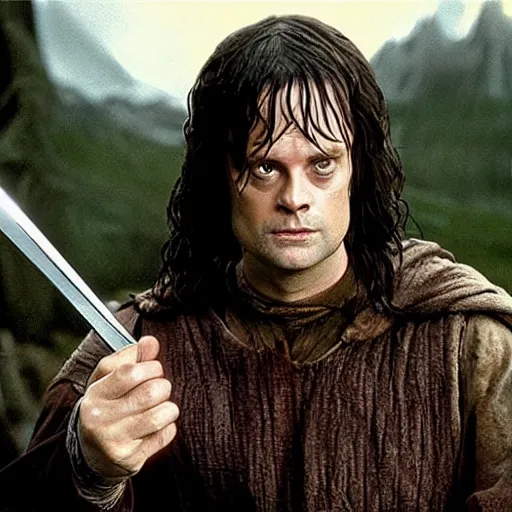 Image similar to dwight schrute playing aragorn in lord of the rings