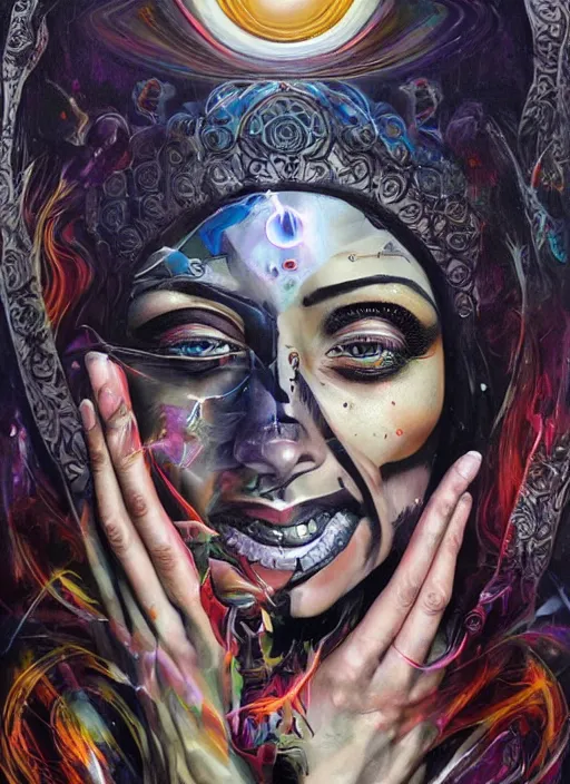 gorgeous magic cult psychic woman smiling, third eye, | Stable ...