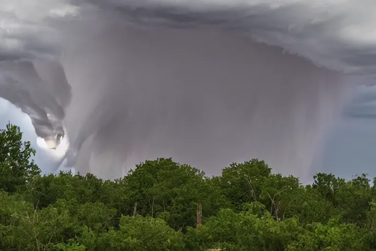 Prompt: a far away shot of a tornado hitting a house