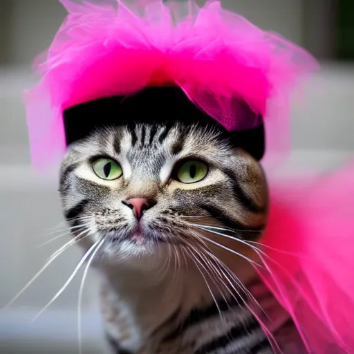 Image similar to a cat in a hat wearing a tutu