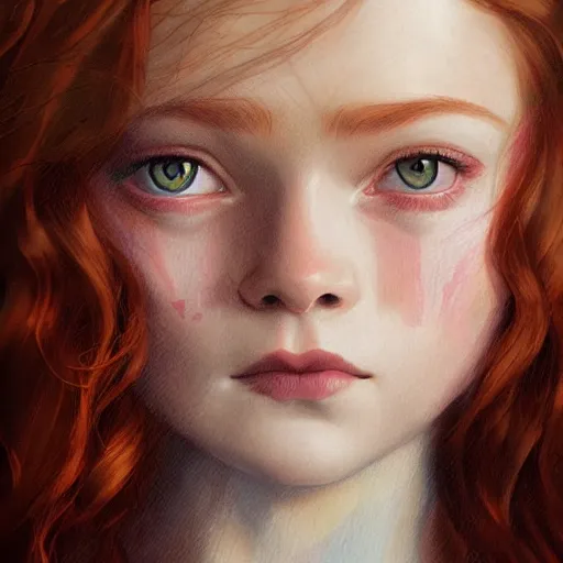 Image similar to portrait of sadie sink by charlie bowater