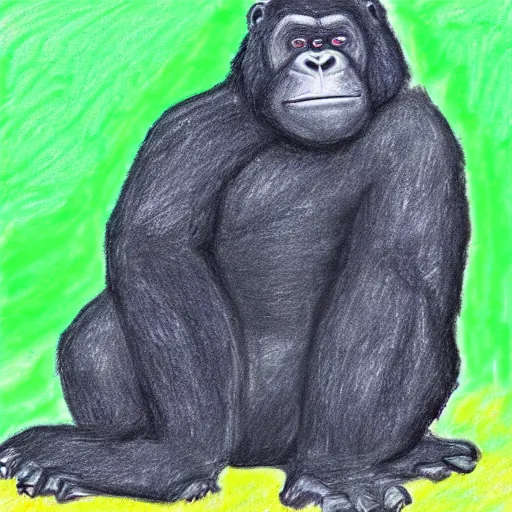 Prompt: a color crayon drawing by Coco the gorilla