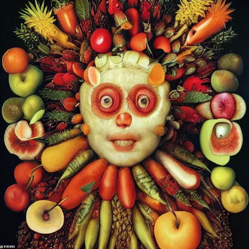 Image similar to giuseppe arcimboldo, beautiful fruit face, new scifi movie