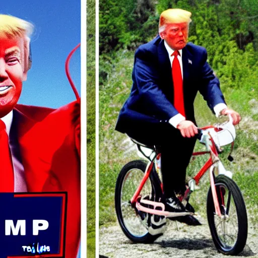 Prompt: donald trump as pee wee herman adventuring