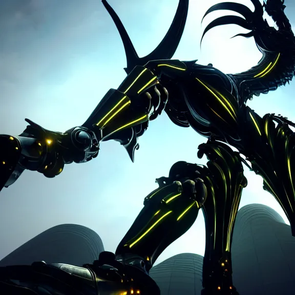 Image similar to highly detailed giantess shot, worms eye view, looking up at a giant 500 foot tall beautiful stunning saryn prime female warframe, as a stunning anthropomorphic robot female dragon, looming over you, walking toward you, detailed warframe legs towering over you, camera looking up, posing elegantly over you, sleek sharp claws, detailed robot dragon feet, intimidating, proportionally accurate, anatomically correct, two arms, two legs, camera close to the legs and feet, giantess shot, warframe fanart, ground view shot, cinematic low shot, high quality, captura, realistic, professional digital art, high end digital art, furry art, macro art, giantess art, anthro art, DeviantArt, artstation, Furaffinity, 3D realism, 8k HD render, epic lighting, depth of field