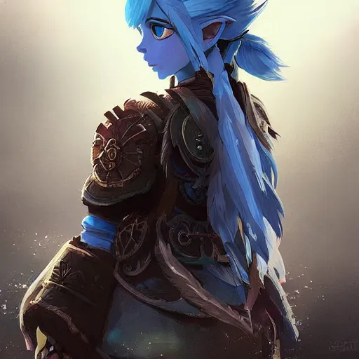 Prompt: kerli koiv in the art style of breath of the wild, grimdark dramatic lighting, digital art, intricate, highly detailed, matte painting, fine art