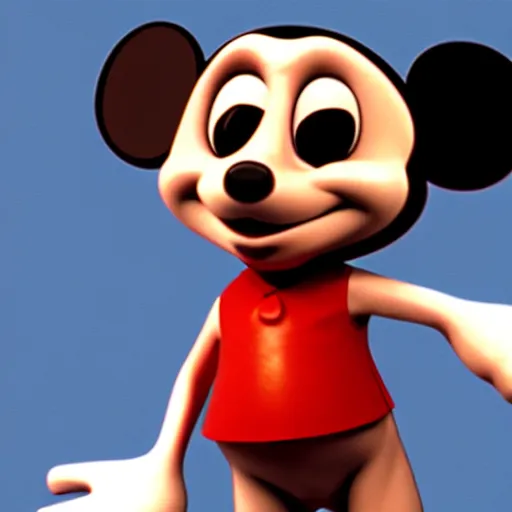 Prompt: mr. bean as mikey mouse. movie still. cinematic lighting.
