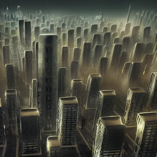 Prompt: futuristic city of dead humans, 4k, ultra realistic