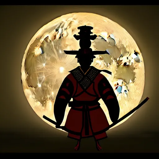 Image similar to samurai full moon ambient light cinematic