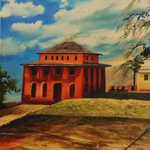 Image similar to “a realistic panting of a old fort”