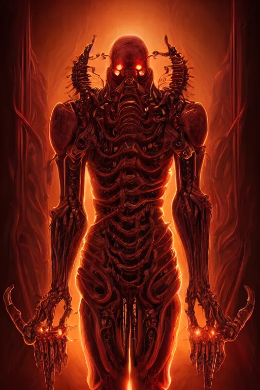 Image similar to beautiful cinematic infernal biomechanical torment poster, hybrid from doom and art direction by darius zawadzki ; by artgerm ; wayne reynolds art station ; cinematic quality character render ; low angle ; ultra high quality model ; production quality cinema model ;