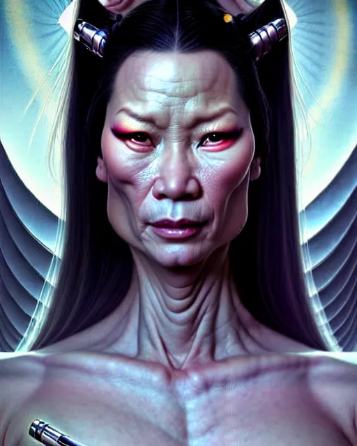 Prompt: beautiful gemini fantasy character portrait, lucy liu kill bill, ultra realistic, wide angle, intricate details, total recall artifacts, highly detailed by peter mohrbacher, hajime sorayama, wayne barlowe, boris vallejo, aaron horkey, gaston bussiere, craig mullins