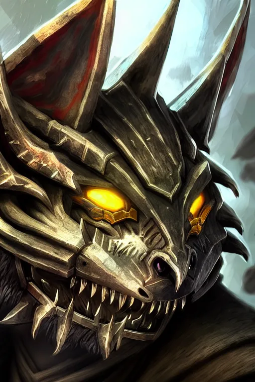 Image similar to Charr engineer of Guild Wars 2, concept art, close-up, digital art, hyper-realistic, highly detailed