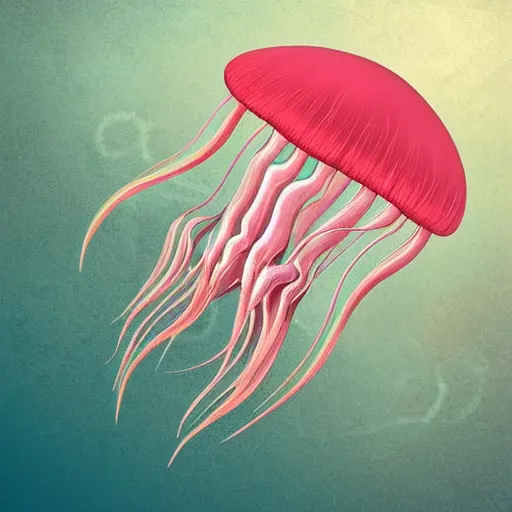 Prompt: hyperdetailed photorealistic! modern childrenbook illustration of a voluptuous! elegant! transparent!!! rose and white cyber! jellyfish, swimming in the ocean. enriched with interesting steampunk!!! details. seen from the distance. halo. transparent soft natural tones. matte background