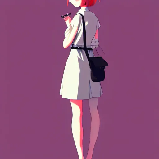 Prompt: elegant girl in urban outfit, digital painting, fan art, pixiv, by Ilya Kuvshinov, by Studio Ghibli