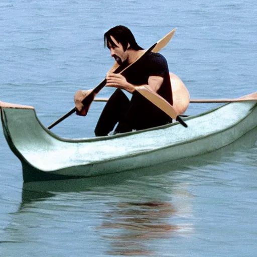Prompt: Keanu Reeves as a canoe