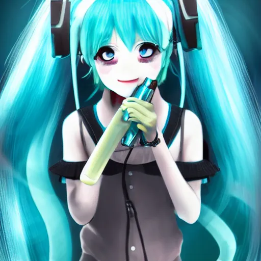 hatsune miku smoking weed with a vape pen, smoke | Stable Diffusion ...