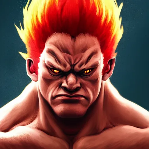 Image similar to portrait of akuma from street fighter, au naturel, hyper detailed, digital art, trending in artstation, cinematic lighting, studio quality, smooth render, unreal engine 5 rendered, octane rendered, art style by klimt and nixeu and ian sprigger and wlop and krenz cushart.