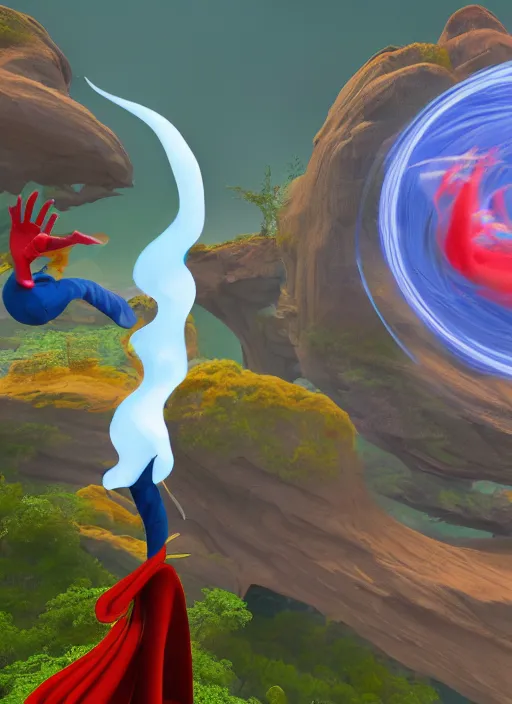 Prompt: the third first image on the scattered absurdity server, dr seuss, and dr strange, very pretty, portal hopping and time warping with wild reckless abandon, dramatic atmosphere, photo realistic, hyperrealism