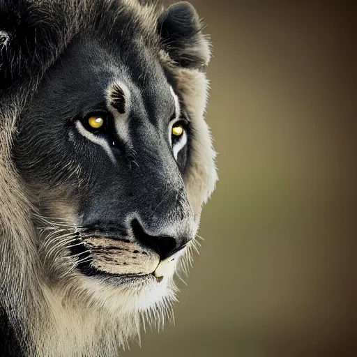 Prompt: ultra realistic photograph from a black lion