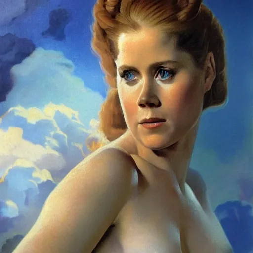 Image similar to ultra realistic portrait painting of amy adams in soviet russian propaganda, art by frank frazetta, 4 k, ultra realistic, highly detailed, epic lighting