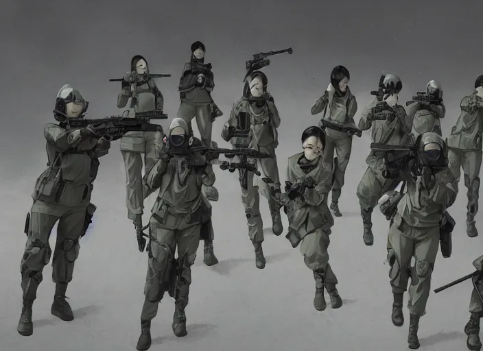 Prompt: female south korean cybernetic counterterrorist unit 7 0 7 th special mission group, tactical training, by maciej kuciara c 1 0. 0
