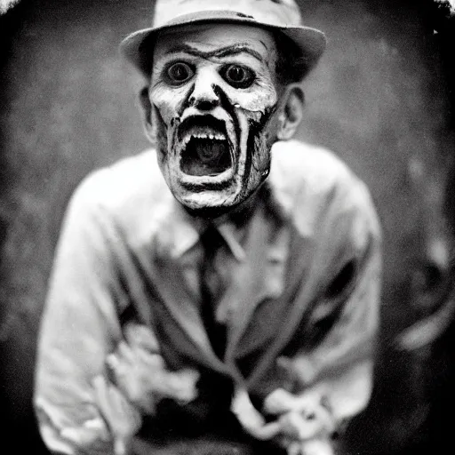 Prompt: scariest man you ’ ve ever seen black and white photo vintage