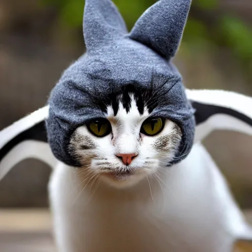 Image similar to a cat with a penguin hat