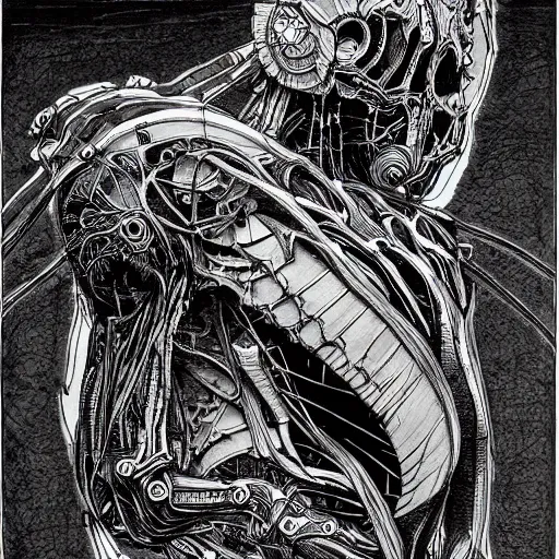 Image similar to birthing pod by tsutomu nihei, inked, minute details, desolation, hyper realistic, cosmic horror, biomechanical, beautiful