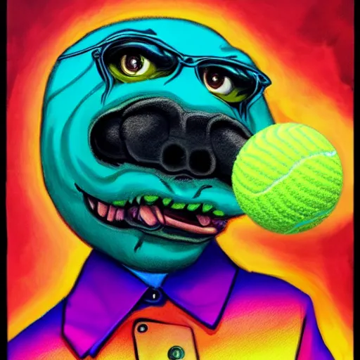 Image similar to a snoop dogg tennis ball monster, snoop dogg, colorful, digital art, fantasy, magic, chalk, trending on artstation, ultra detailed, professional illustration by basil gogos