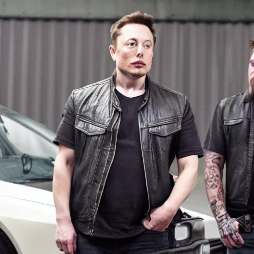 Image similar to Elon Musk in Sons of anarchy very detail4K quality super realistic