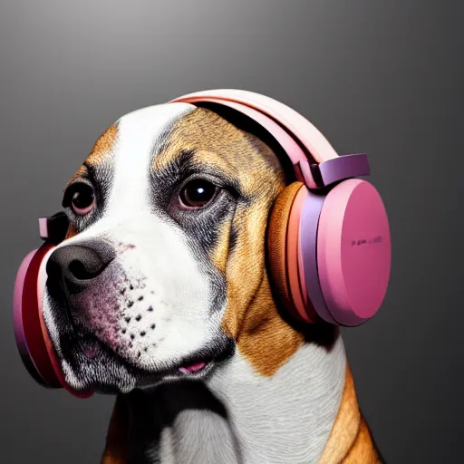 portrait of a cute dog wearing headphones by elke | Stable Diffusion |  OpenArt