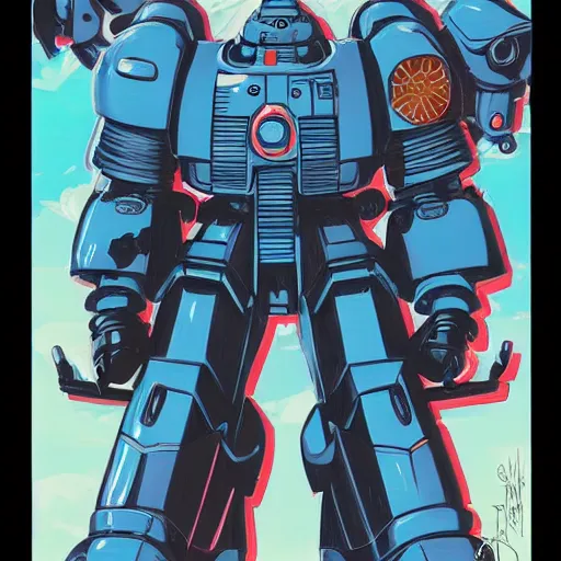 Image similar to gouf submarine type custom mobile suit, power armor by tristan eaton, victo ngai, artgerm, rhads, ross draws. metal shaded, beautifully detailed