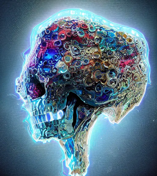 Prompt: portrait of a fantasycore glitchcore deformed animal skull in a helmet. intricate abstract. intricate artwork. celestial. prismatic, by Alex Stevenson Diaz, disney, pixar. octane render, CGSociety very coherent symmetrical artwork. cinematic, hyper realism, high detail, octane render, 8k, holographic accents