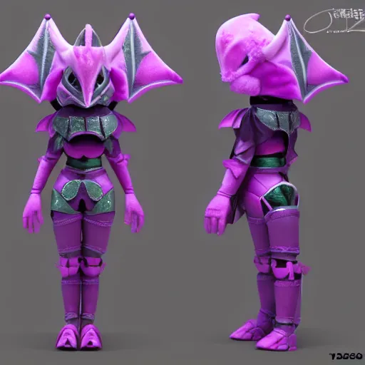 Image similar to cute fumo plush of an armored knight lizardgirl of a royal legion, green and purple, monster girl, vray