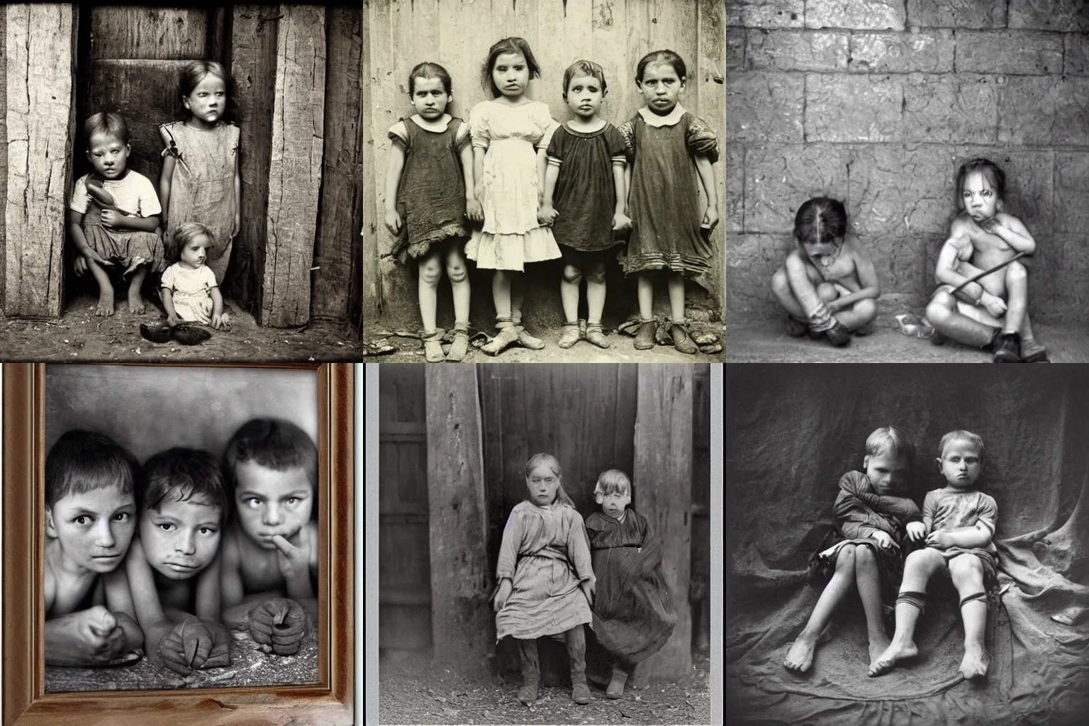 Prompt: children photo by Jacob Riis