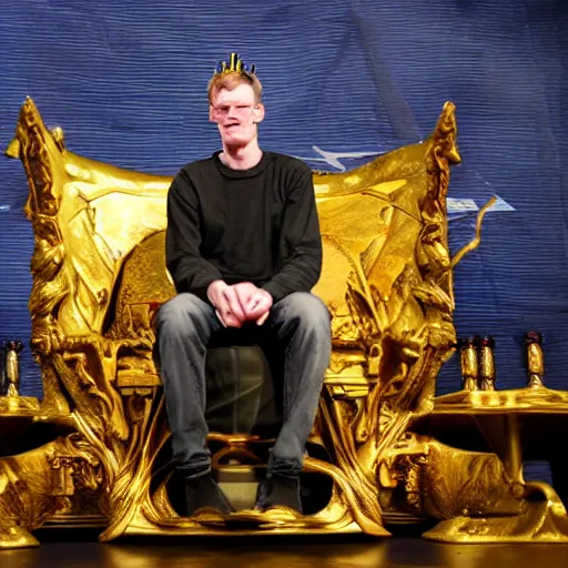 Prompt: God-king John Carmack sits on his golden throne, id tech 1