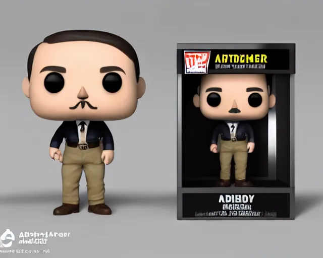 Image similar to full body 3d render of adolf hitler as a funko pop, packaging, studio lighting, white background, blender, trending on artstation, 8k, highly detailed