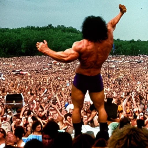 Image similar to hulk performing at woodstock