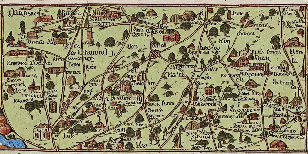 Image similar to medieval map labelled as of the town of yelm