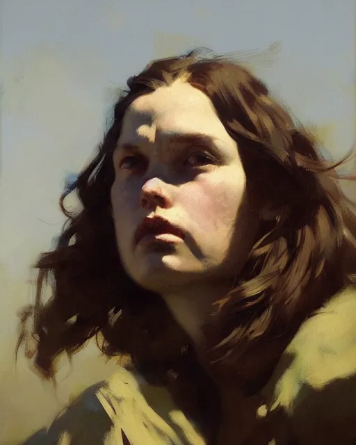 Prompt: art by greg rutkowski, gustave courbet, rosa bonheur, edward hopper. faithfully depicted facial expression, perfect anatomy, sharp focus, global illumination, radiant light, detailed and intricate environment, trending on artstation